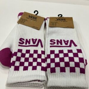 Vans White and Purple Checkered Casual Socks